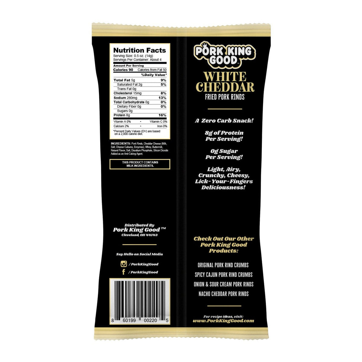Pork King Good White Cheddar Pork Rinds