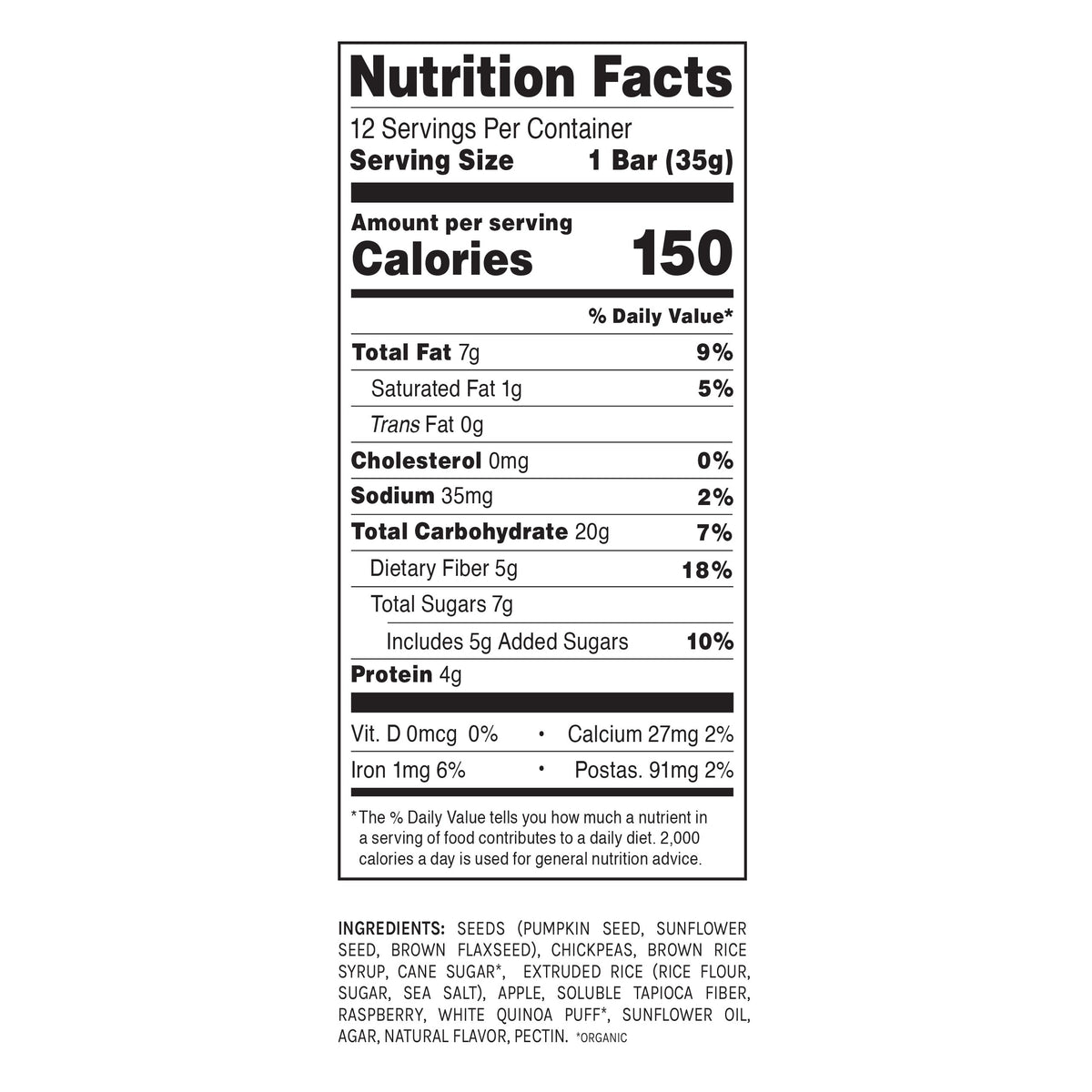 Blake's Seed Based Seeds and Fruit Raspberry Snack Bar