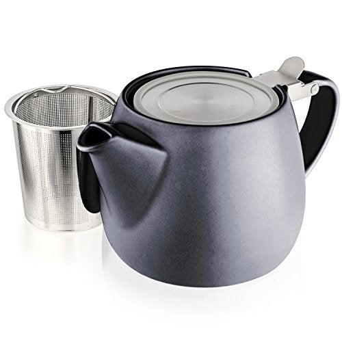 Tealyra - Pluto Porcelain Small Teapot Blue - 18.2-ounce (1-2 cups) - Matte Finish - Stainless Steel Lid and Extra-Fine Infuser To Brew Loose Leaf Tea - 540ml