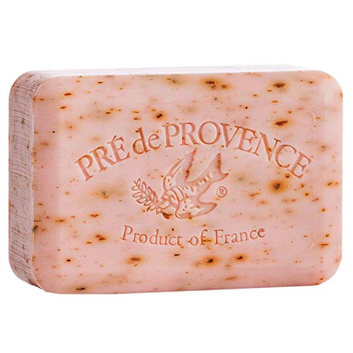 Barra de jabón artesanal Pre de Provence, enriquecida con manteca de karité orgánica, cuidado natural de la piel francés, cuádruple molido para una espuma rica y suave, pétalo de rosa, 8.8 onzas 