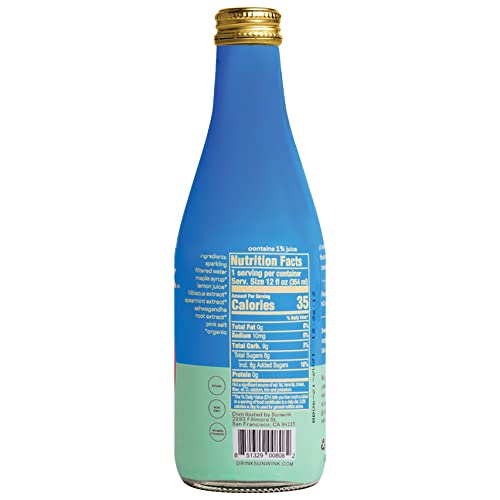 Tónico espumoso Sunwink Hibiscus Mint Unwind, paquete de 12 | Bebida ecológica sin alcohol con ingredientes vegetales para relajarse | (12 onzas) 