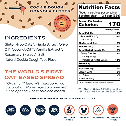 Oat Haus Organic Variety Granola Butter | Original, Vanilla, Cookie Dough | Peanut-free, Almond (Tree-Nut) Free, & School-Safe | Sunflower Seed & Cookie Butter Alternative | 12 oz (Pack of 3)