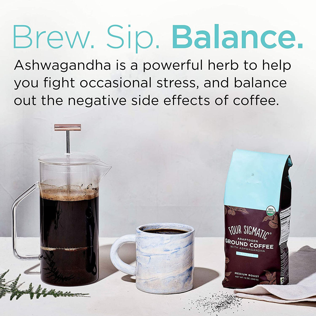 Café moulu adaptogène avec Ashwagandha 