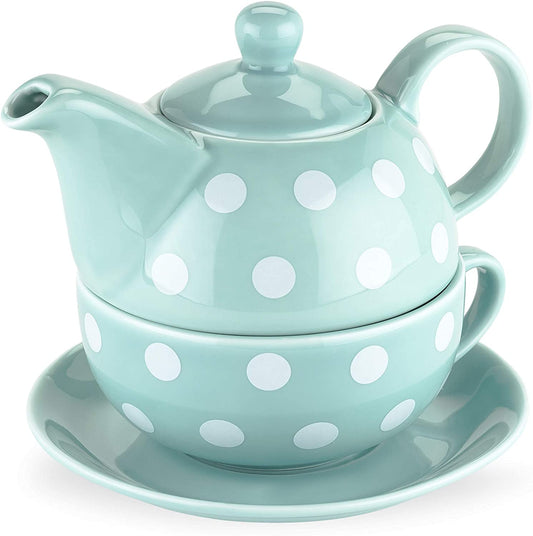 Addison Blue Polka Dot Tea-For-One Sets