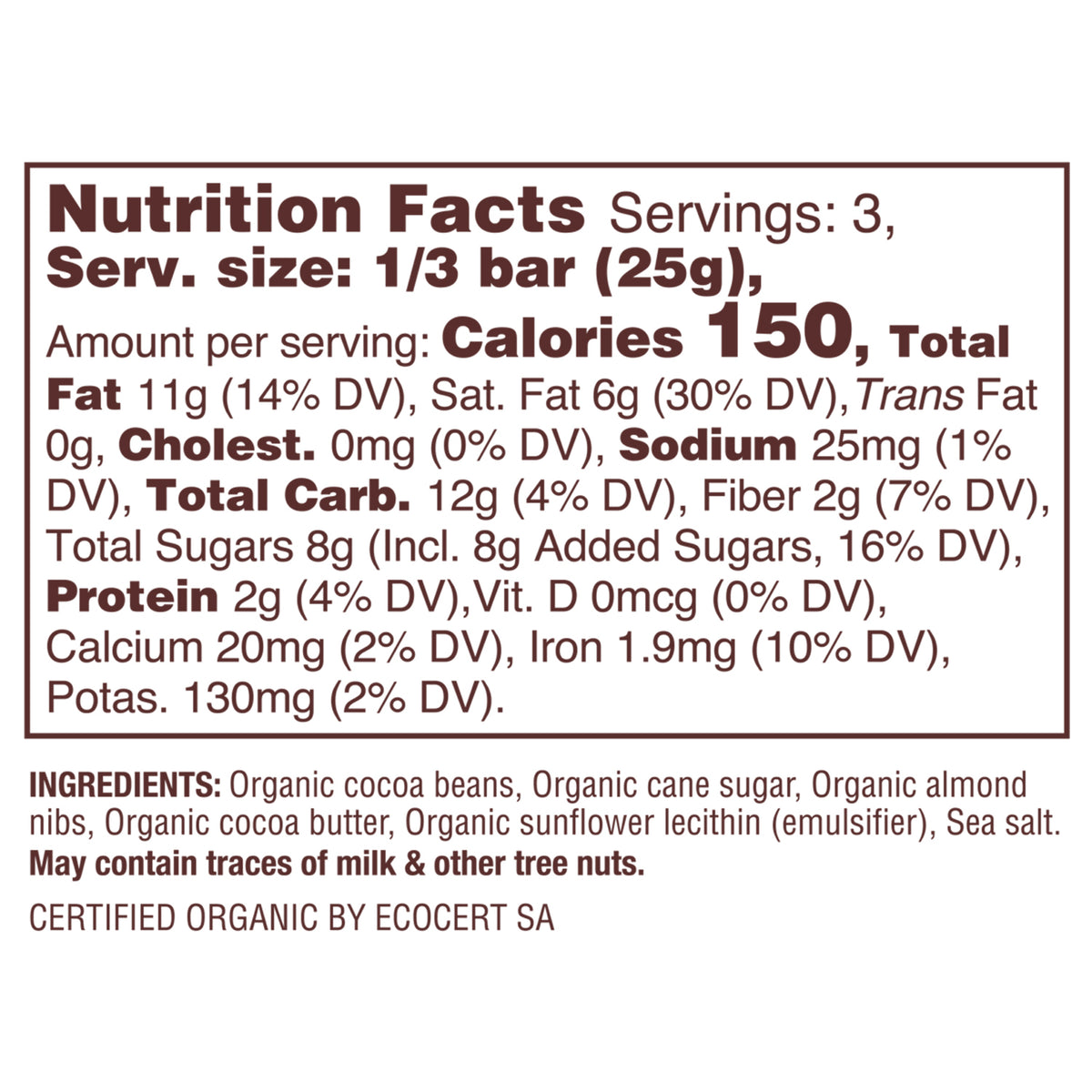Almendra Salada 63% Cacao de Origen Único de Madagascar