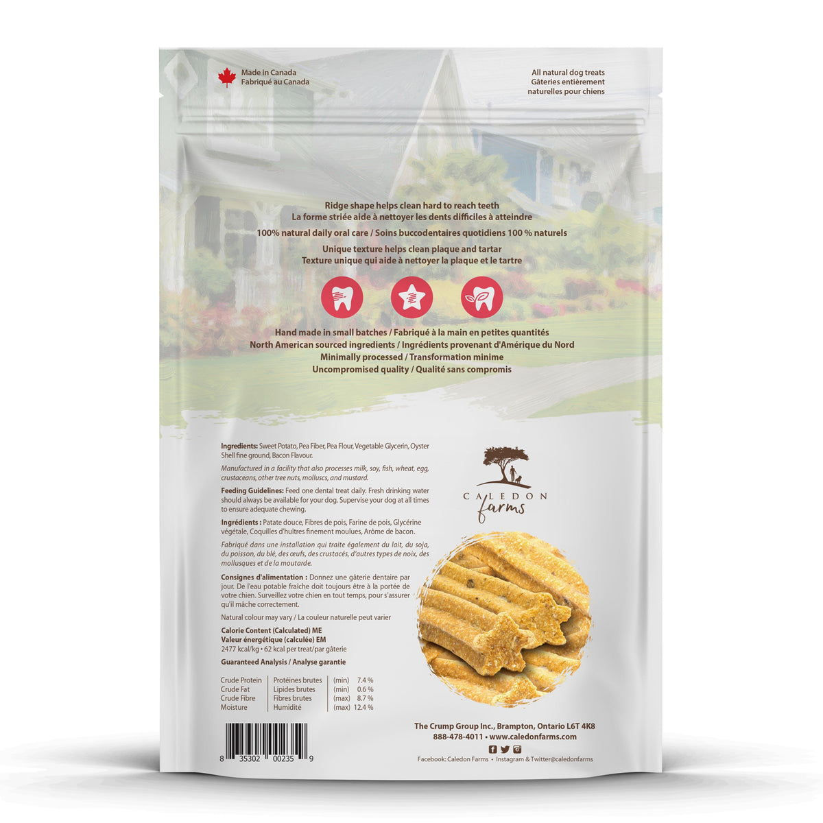 Caledon Farms Plaque Busters Bacon Dental Sticks Dog Treats