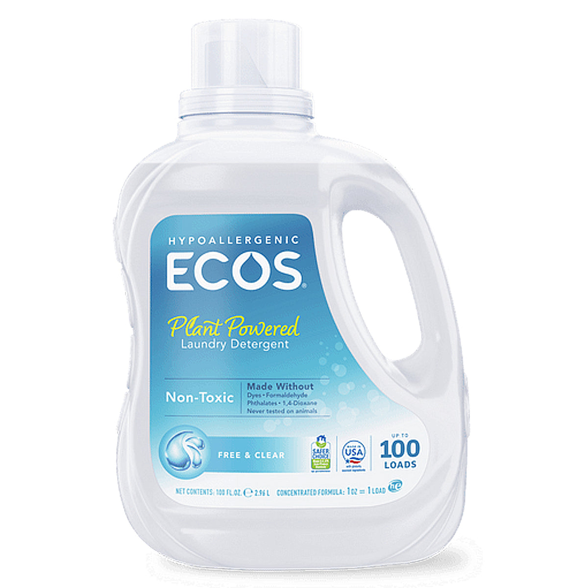 Detergente para ropa hipoalergénico gratuito y transparente