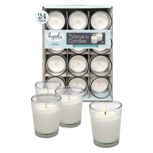 Vasos de vidrio transparente sin perfume Velas votivas blancas
