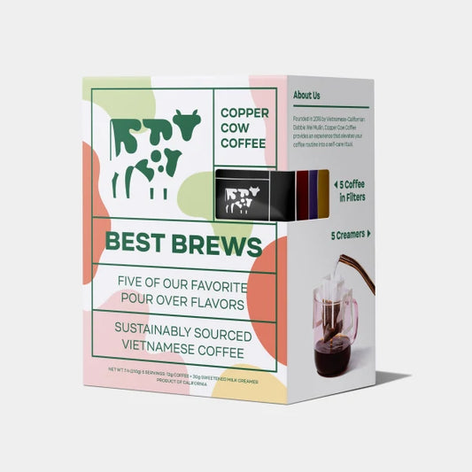 Kit para verter café de vaca de cobre - Kit para verter café Best Brews Latte Sampler