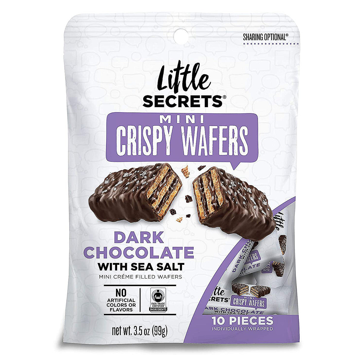 Little Secrets Dark Chocolate Crispy Wafers with Sea Salt — Individually Wrapped Minis