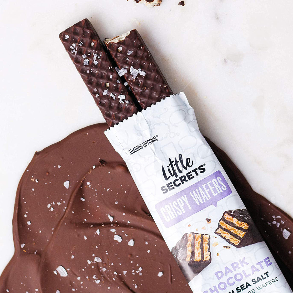 Little Secrets Dark Chocolate Crispy Wafers with Sea Salt — Individually Wrapped Minis