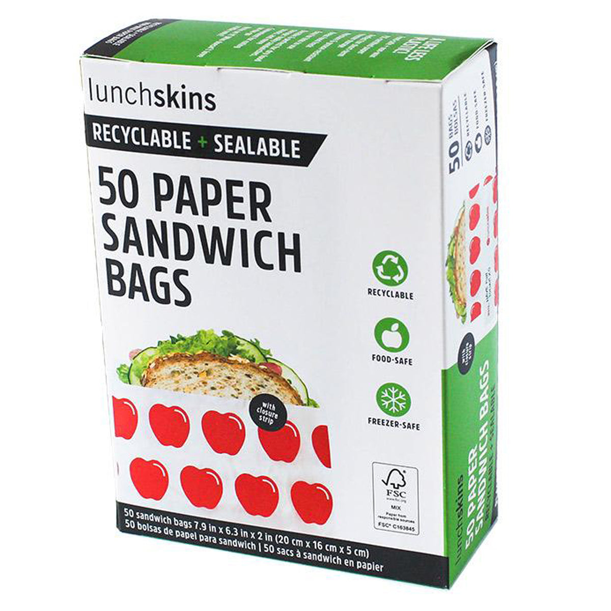 Sacs à sandwich en papier non ciré recyclables et scellables avec bande de fermeture