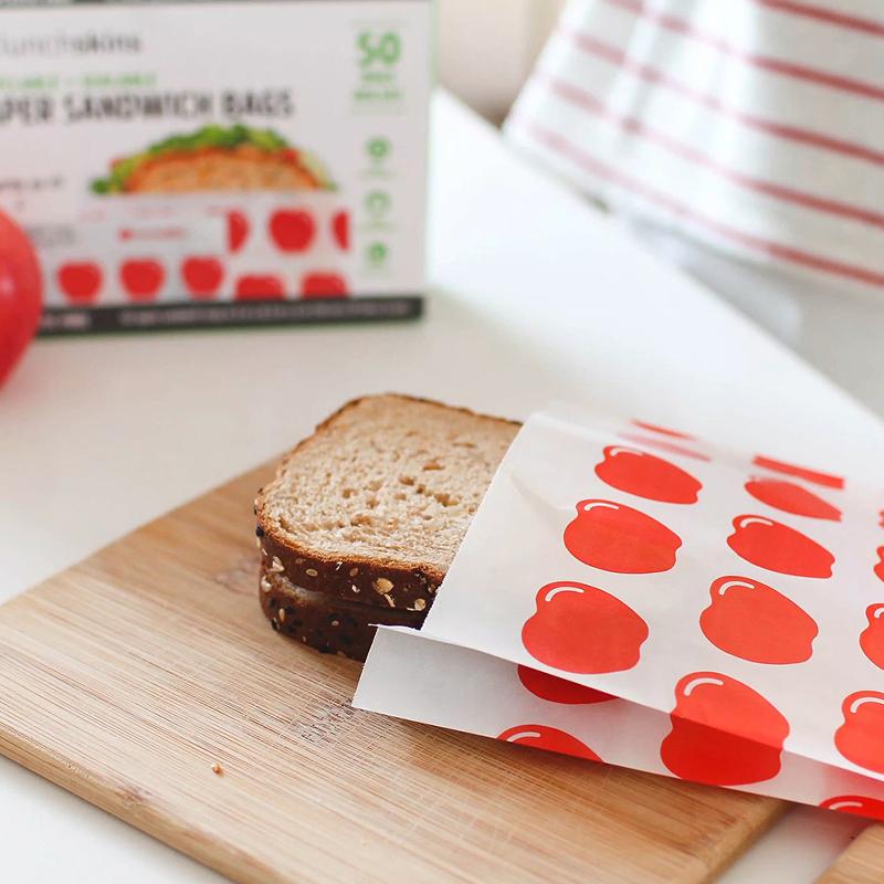 Sacs à sandwich en papier non ciré recyclables et scellables avec bande de fermeture