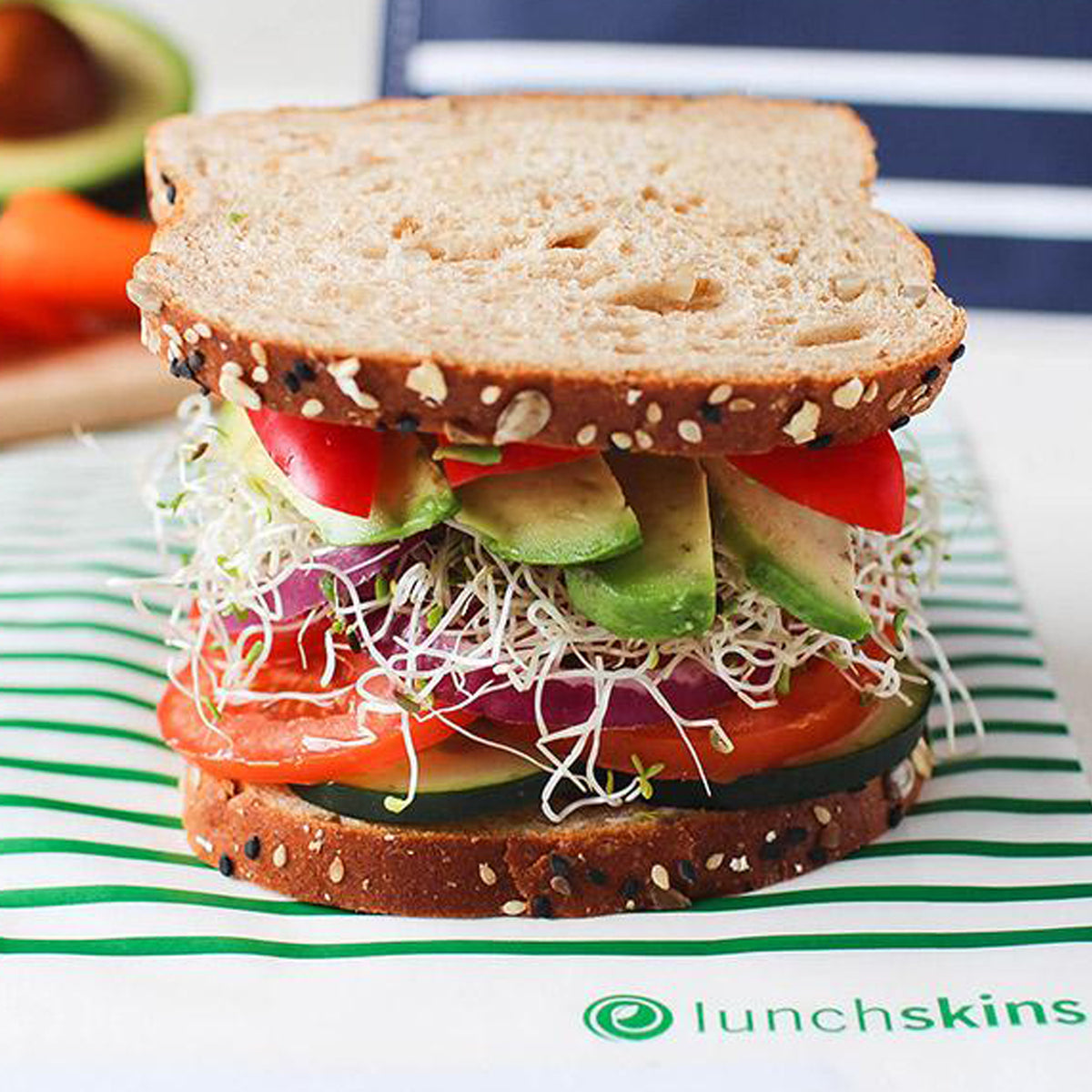 Lunchskins Non-Wax Paper XL Sandwich Bags with Closure Strip — 50 Bags