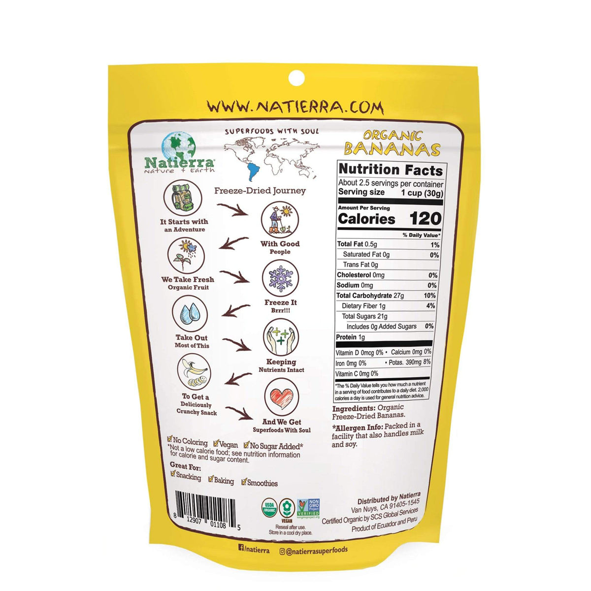 Bananes lyophilisées biologiques