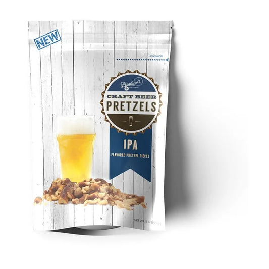 Piezas de pretzel con sabor a cerveza IPA - Bolsas de pie de 8 oz
