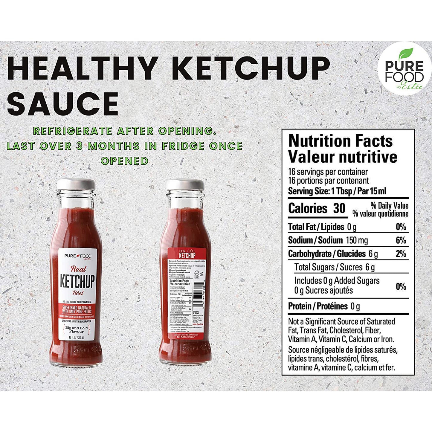 Ketchup sin azúcar añadido 