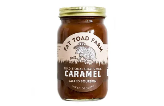 Caramelo de leche de cabra Bourbon salado - Tarro de 8 oz