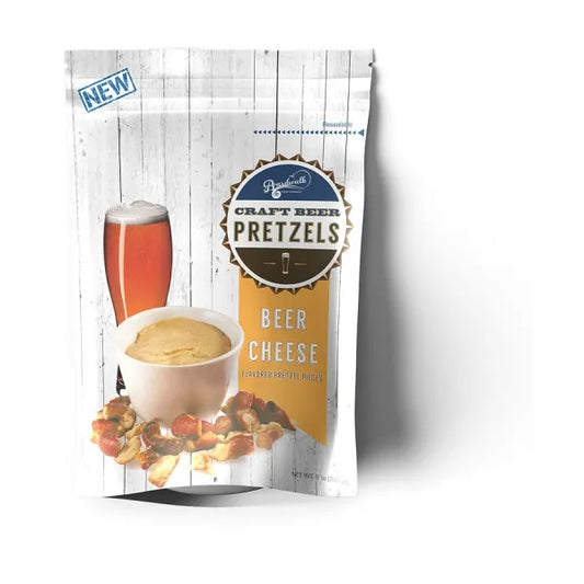 Piezas de pretzel con sabor a queso y cerveza - Bolsas de pie de 8 oz