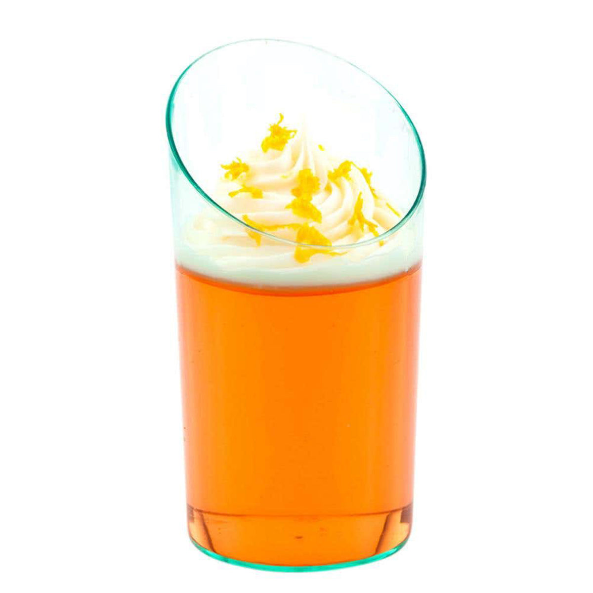 Vaso de chupito inclinado de plástico redondo verde mar