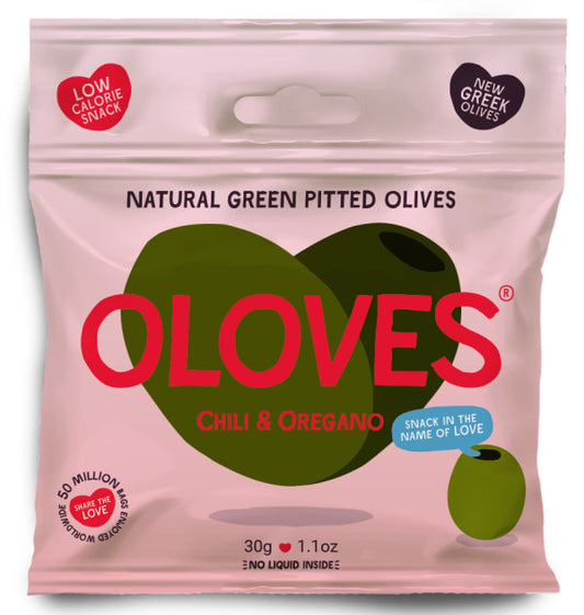 Oloves - Aceitunas verdes deshuesadas con chile y orégano - Aceitunas verdes deshuesadas con chile y orégano, 10 unidades 