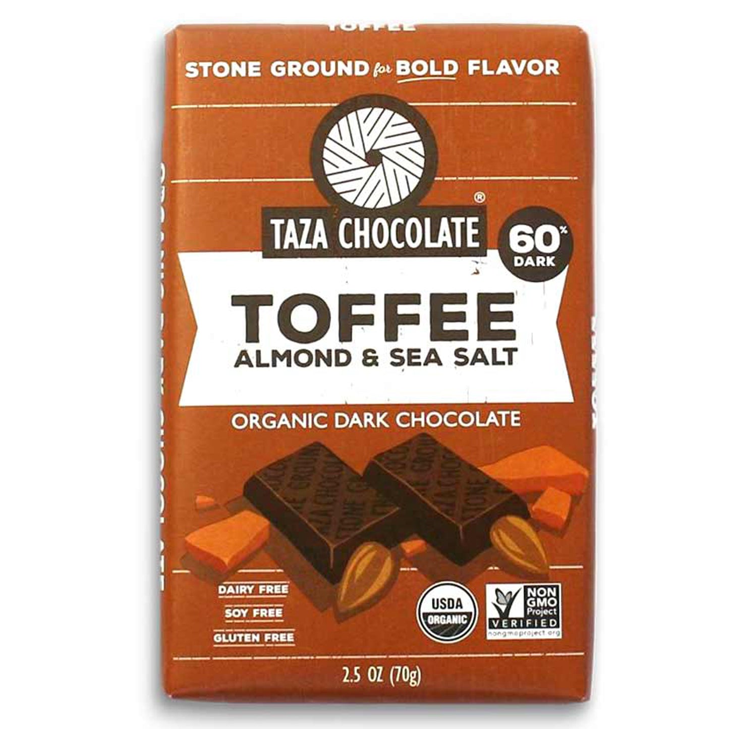 Toffee Almond & Sea Salt Organic Dark Chocolate