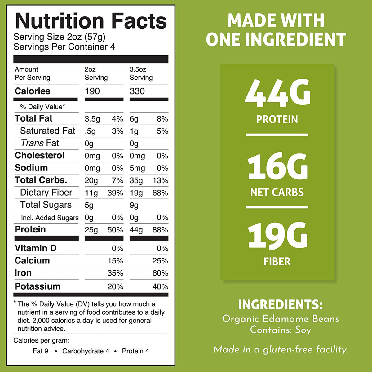 Organic Edamame Fettuccine Bean Pasta