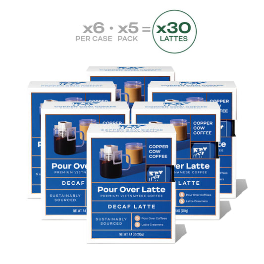 Kit para verter café de vaca de cobre - Latte descafeinado