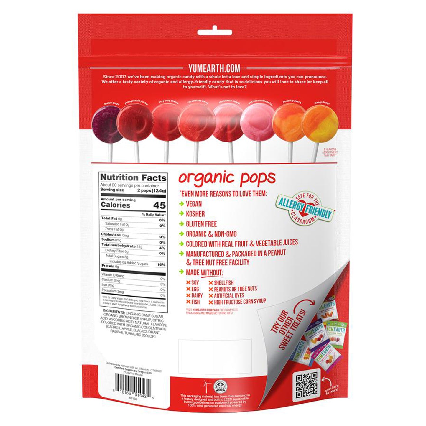 Organic Assorted Flavor Lollipops